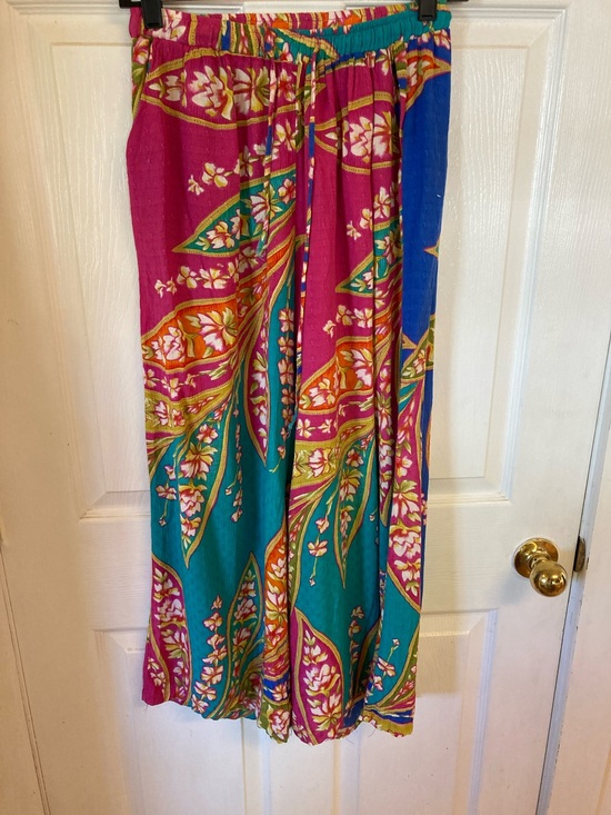 Haute Hippie Pants - Haute Hippie Multicolor Floral Elastic-Waist Palazzo Pants